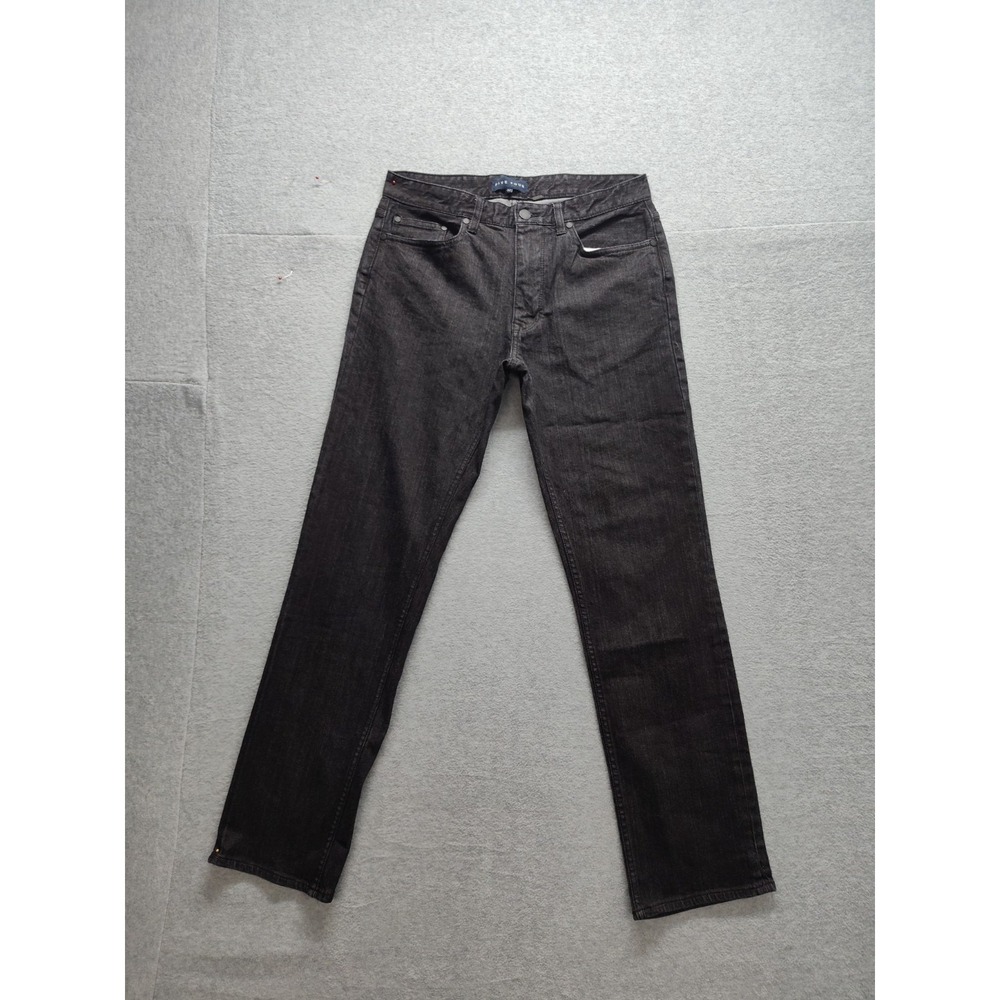 Five Four Men Denim Jeans 32 Black Zip Button 5 Pockets Mid Rise Logo Casual